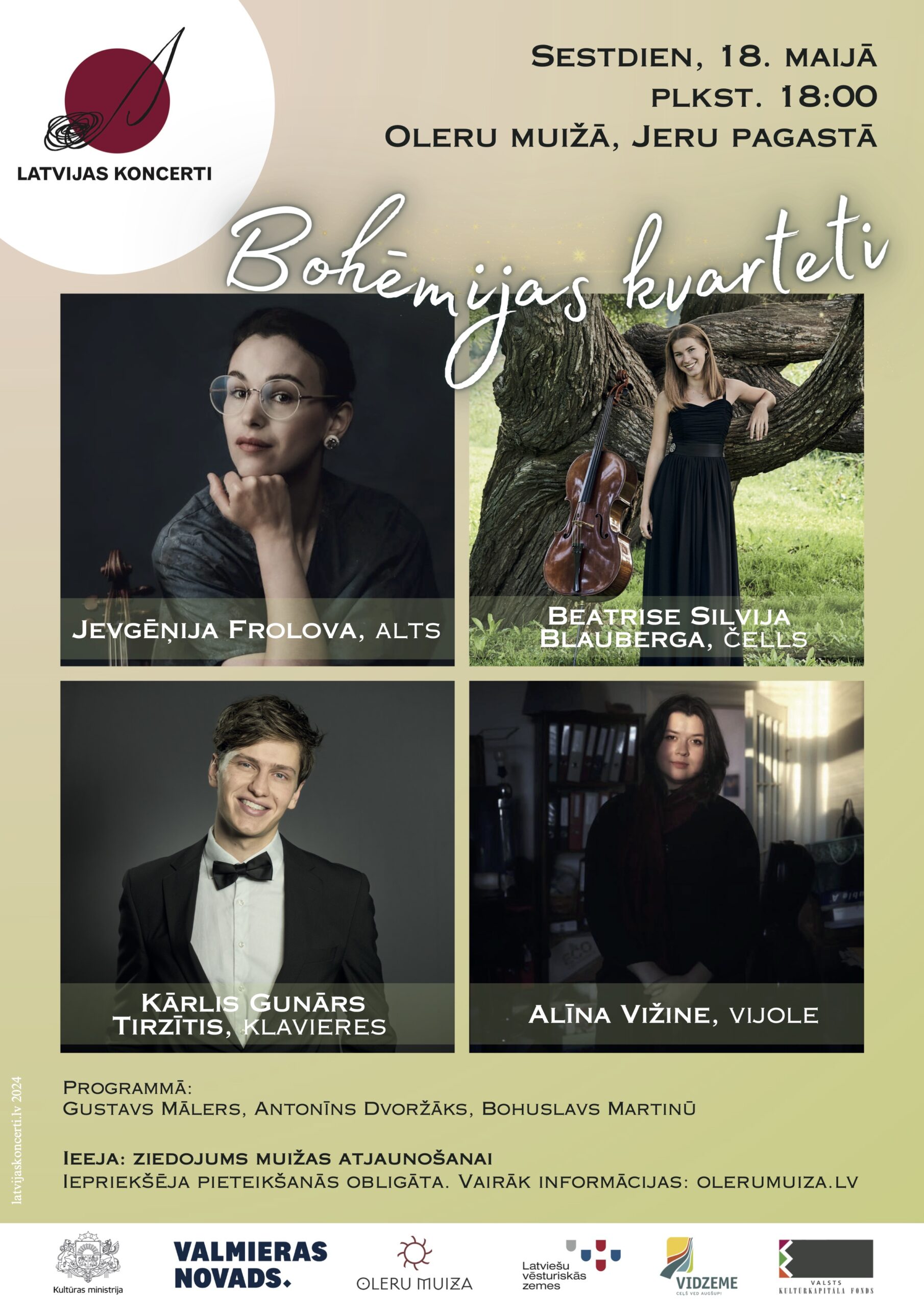 kamermuzikas koncerts bohemijas kvarteti oleru muiza